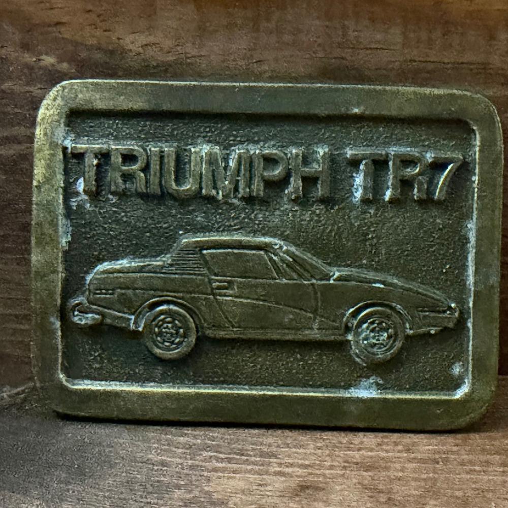 Vintage Triumph TR7 British Sports Car Cast Metal Belt Buckle Brass Tone 154